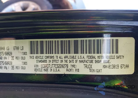 2012 Ram 1500 Laramie from USA, damaged, VIN 1C6RD7JT7CS220278